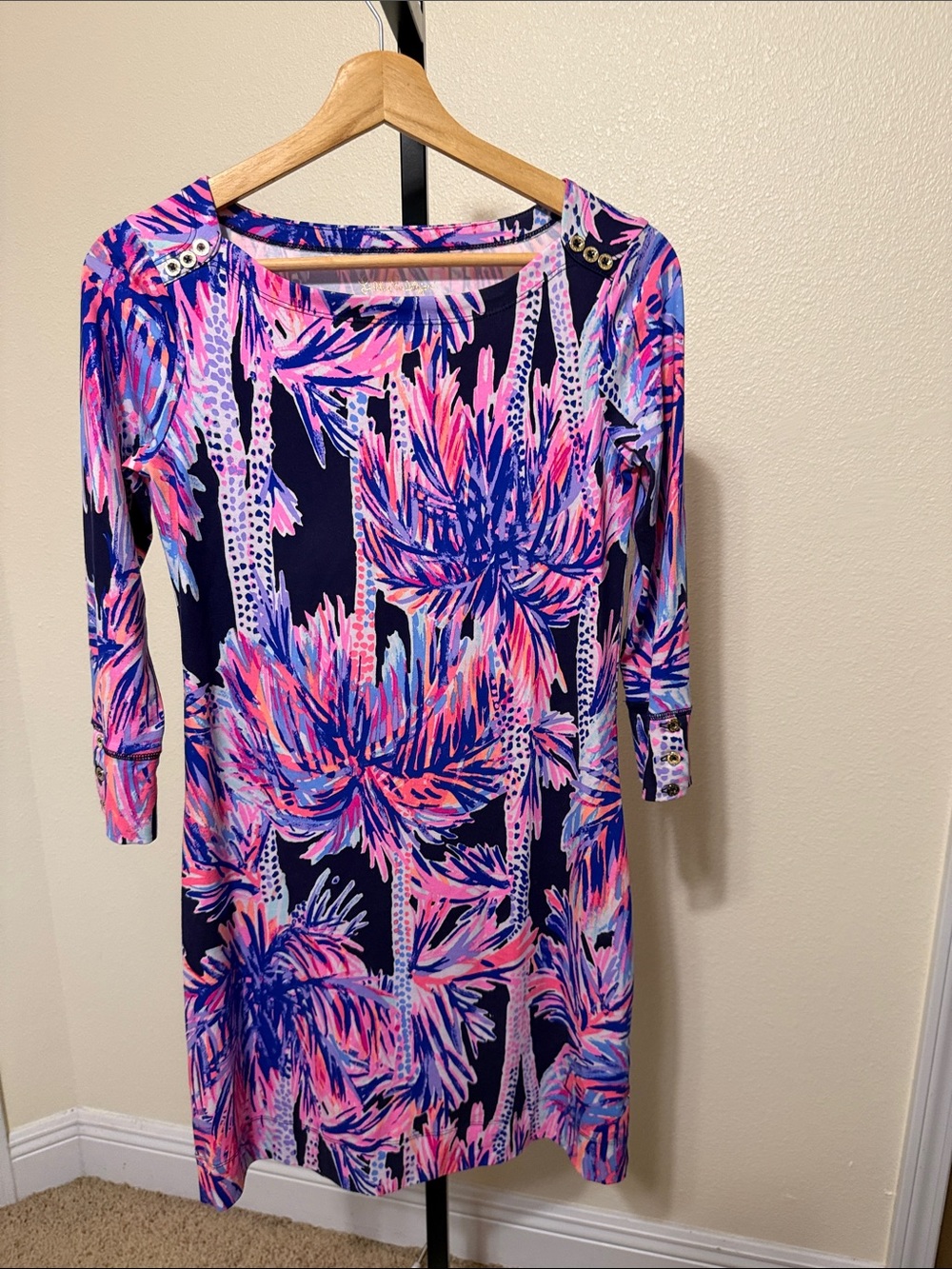 HR) Lilly Pulitzer 🌻Women's Tropical Print Shift Dress - Pink & Navy